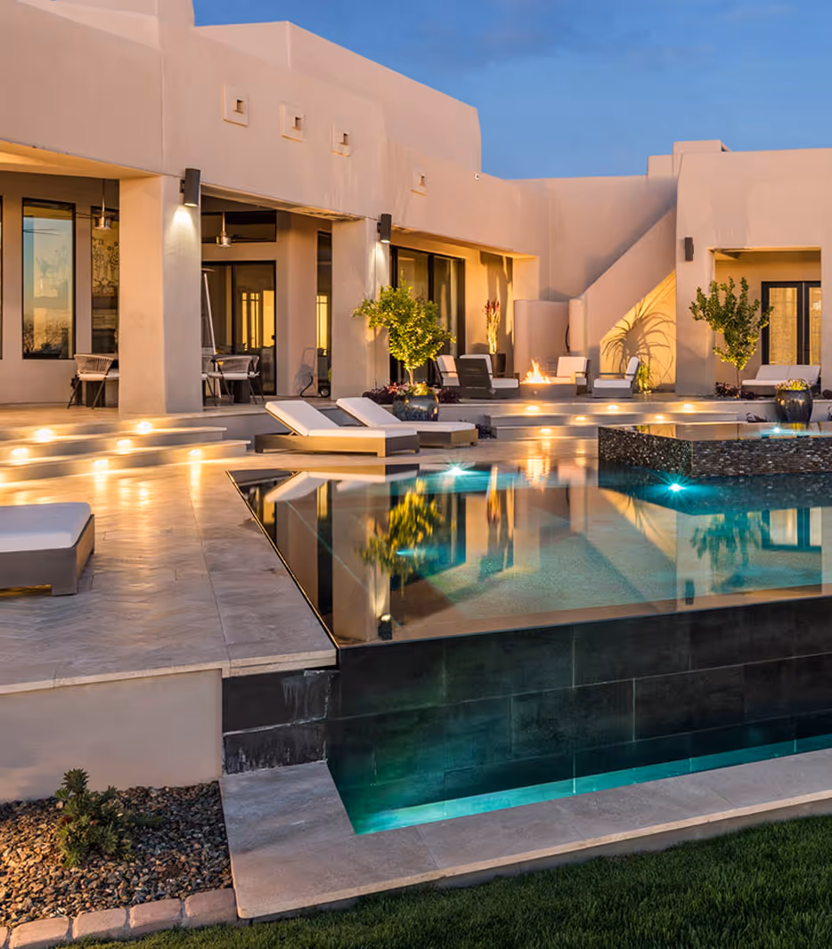 Adding Fire and Water Features to Pool, Scottsdale Luxury AZ
