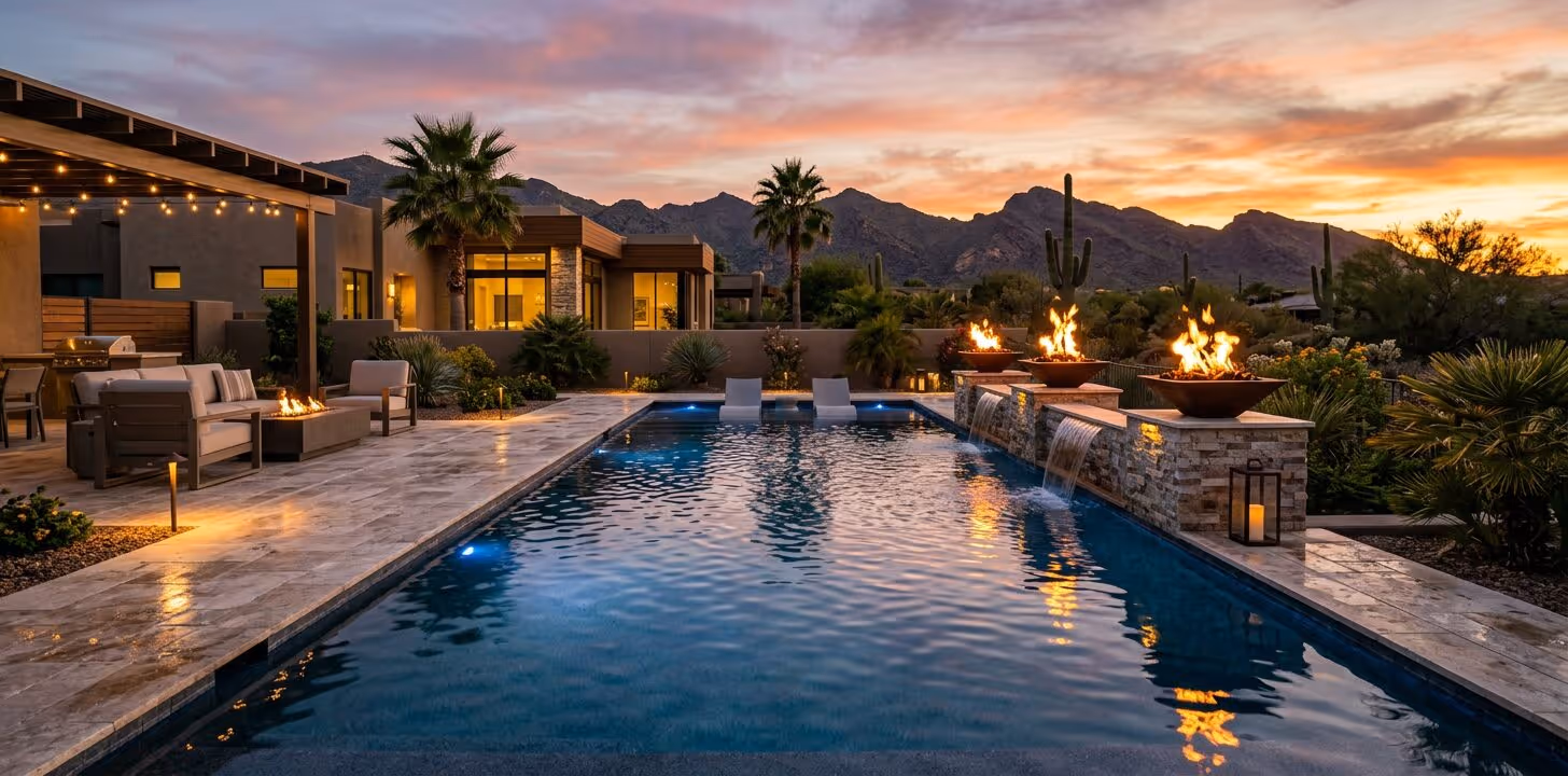 Pool Fire and Water Features for Luxury Arizona Backyards