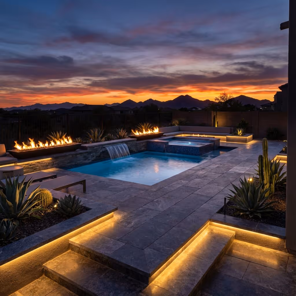 Custom Spool And Spa Design Phoenix: Elegant Backyard Retreat